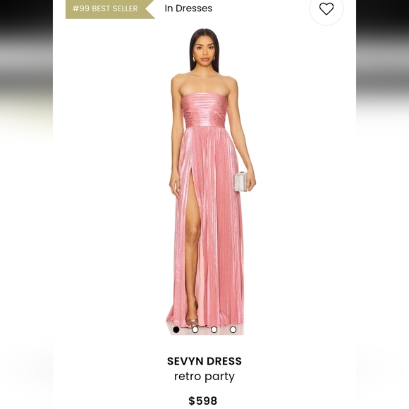 NEW RETROFETE SEVYN HIGH LEG SLIT PEACH SAMPLE STRAPLESS PLEATED MAXI DRESS GOWN - Picture 1 of 8